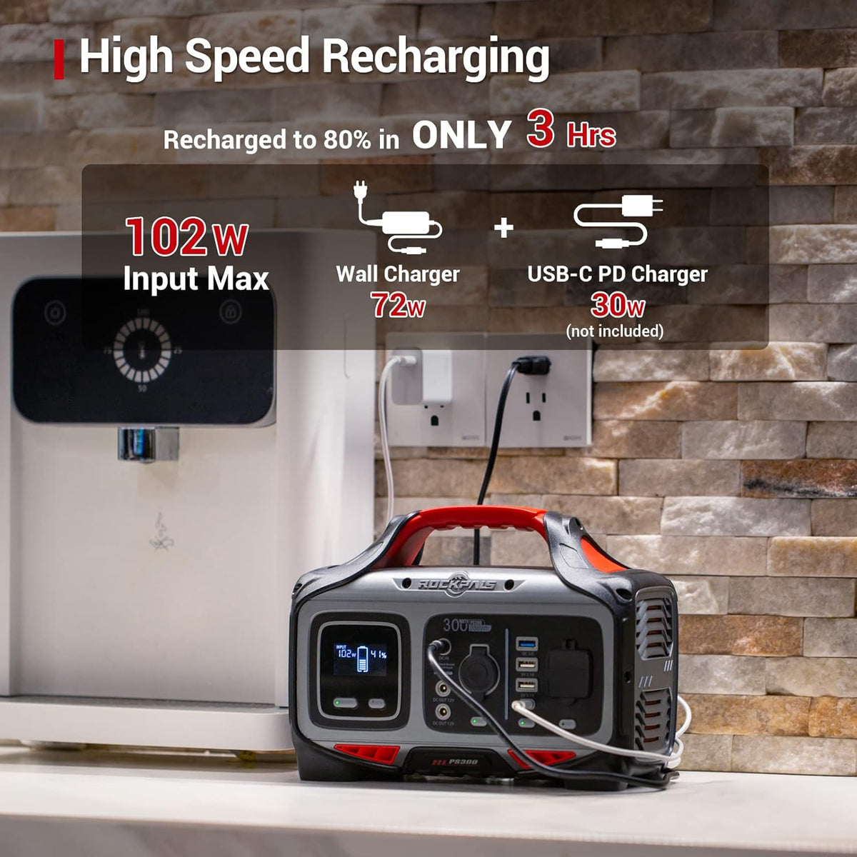 300W Portable Power Station with 100W Solar Panel Y7786