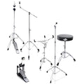 6 Piece Drum Hardware Pack with Snare, Hi-Hat, Cymbal Boom, Kick Pedal & Throne P2524