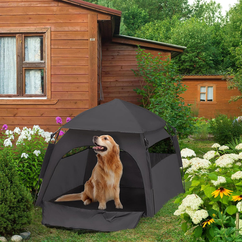 Dark Gray Pop Up Dog Tent with Carrying Bag A183495