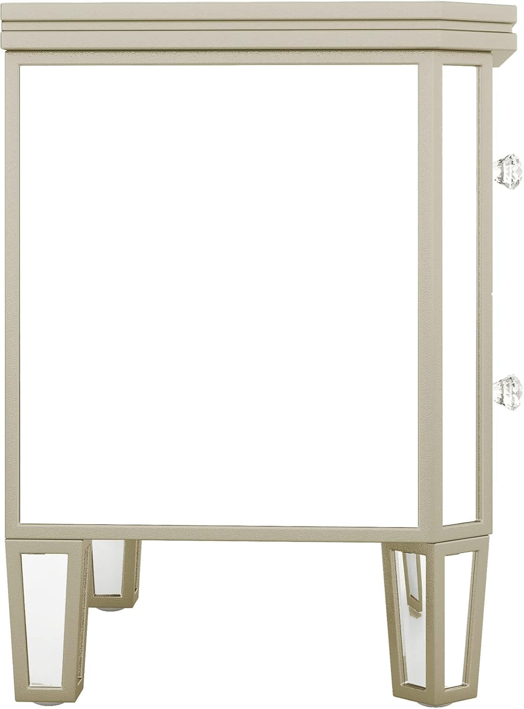 Mirrored 2-Drawer Nightstand End Table with Golden Lines, Silver Q107538