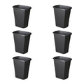 10 Gallon Plastic Wastebasket Trash Can, Black (6 Pack) L921890