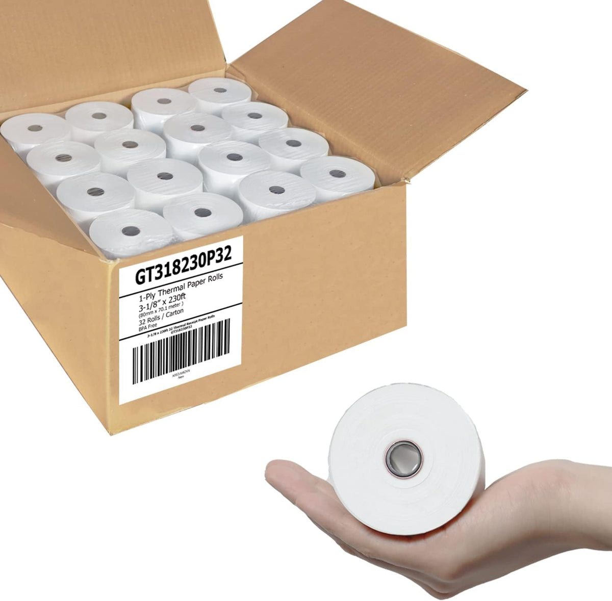 Thermal Paper Receipt Rolls 3 1/8 x 230 ft 32 Rolls W64678