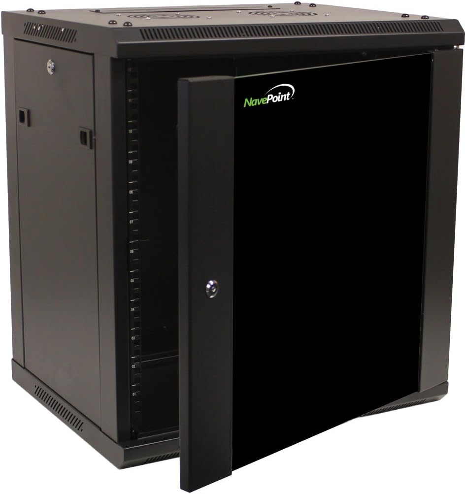 12U Wall Mount Network Server Cabinet Rack Enclosure Glass Door Lock Q670657