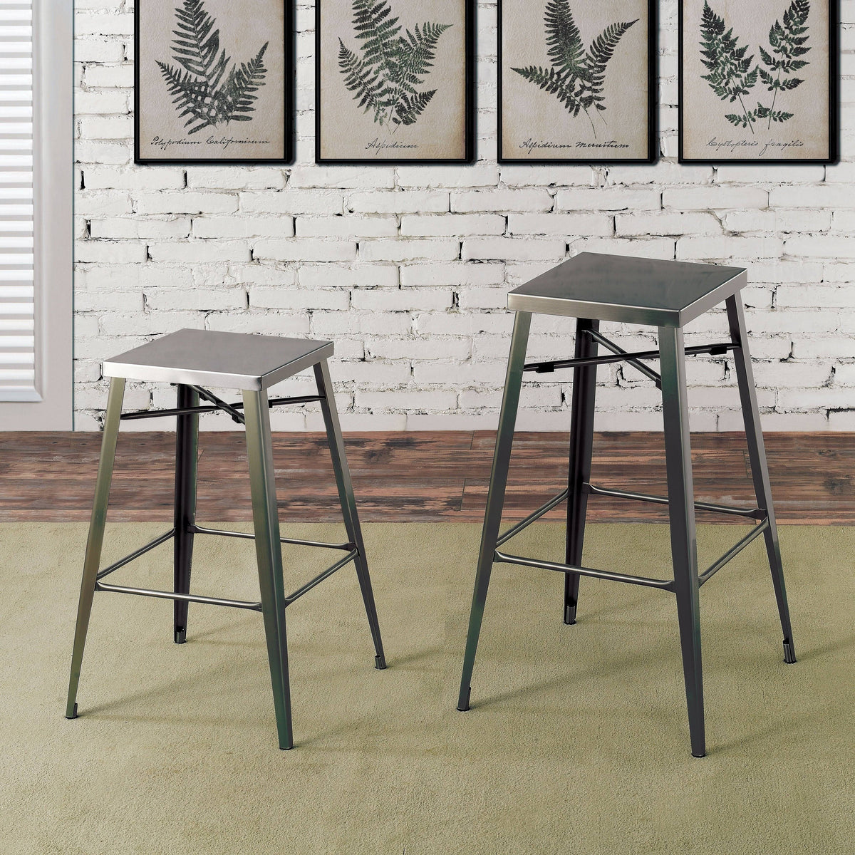 Grey Metal Barstools Set of 2 C292084
