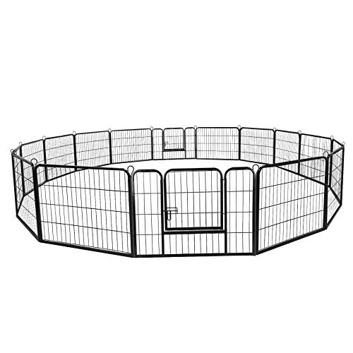 16 Panels 32 in Black Metal Pet Playpen T161