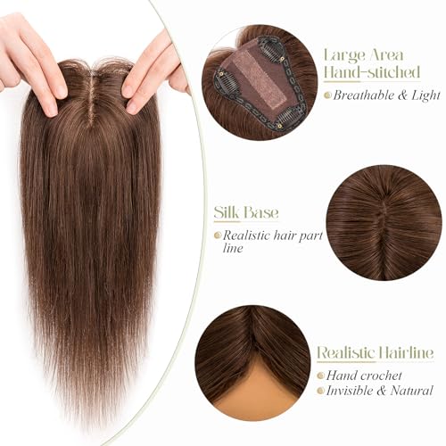 Medium Brown 10 Inch 100% Remy Human Hair Topper N3711