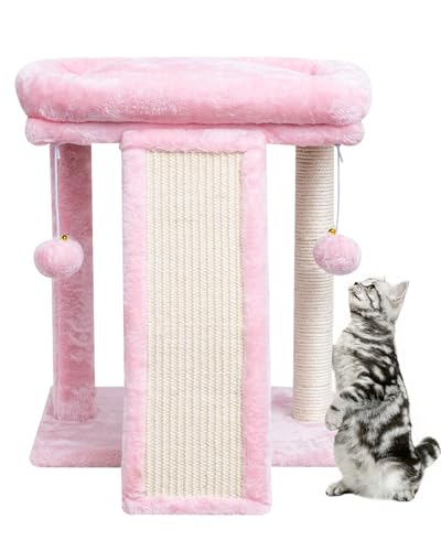 Small Cat Tree with Scratching Post, Light Grey H311