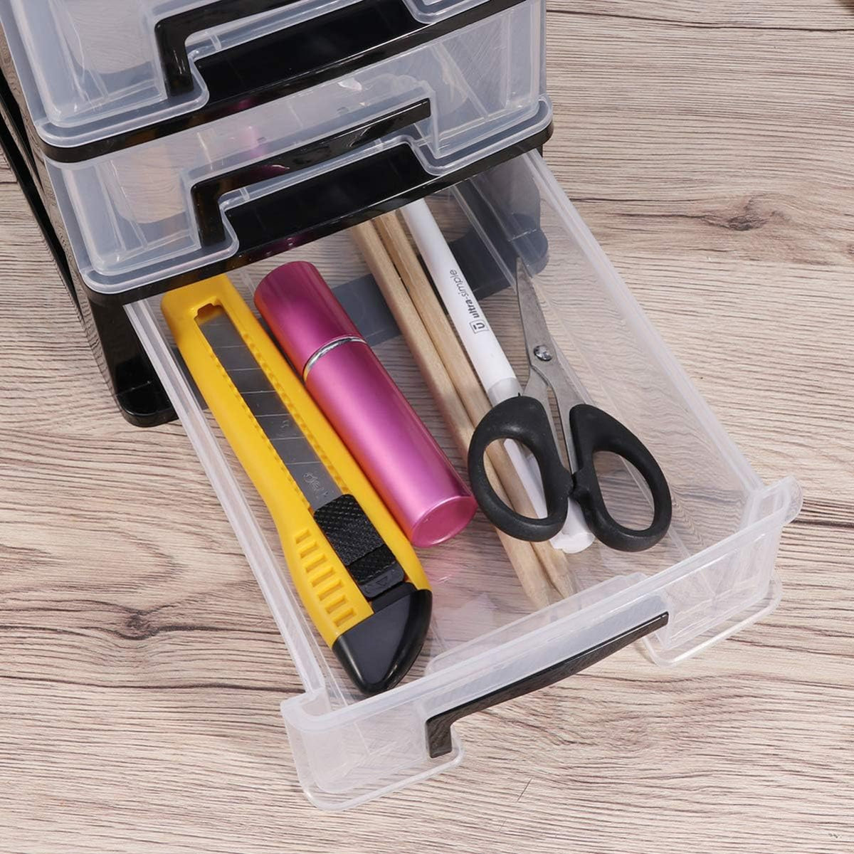 Black and Transparent 4 Layer Plastic Drawer Cabinet X399566