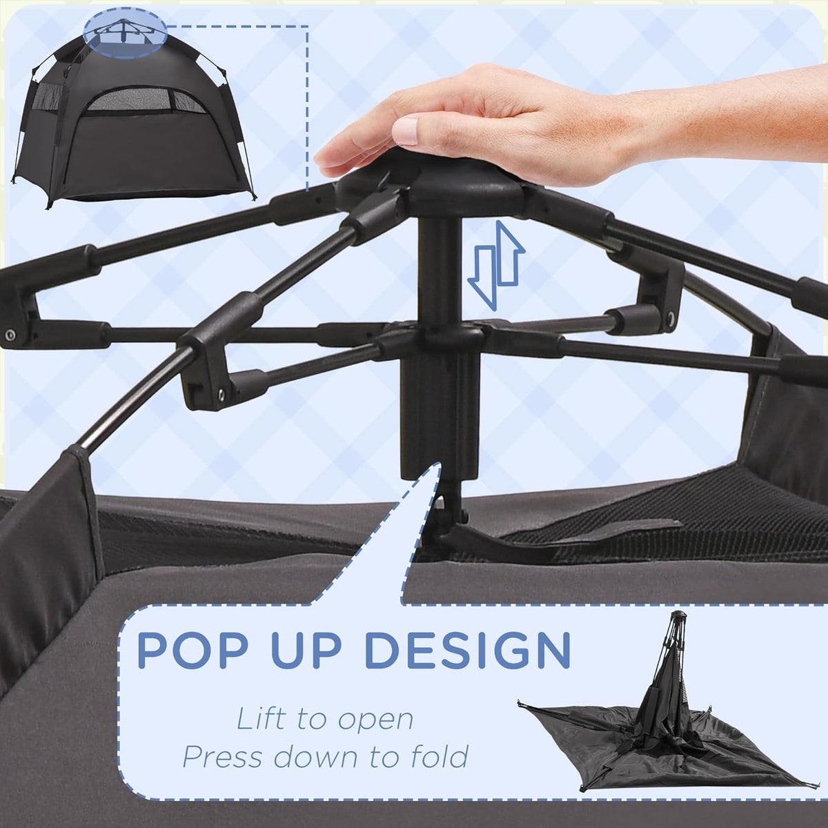 Dark Gray Pop Up Dog Tent with Carrying Bag A183495