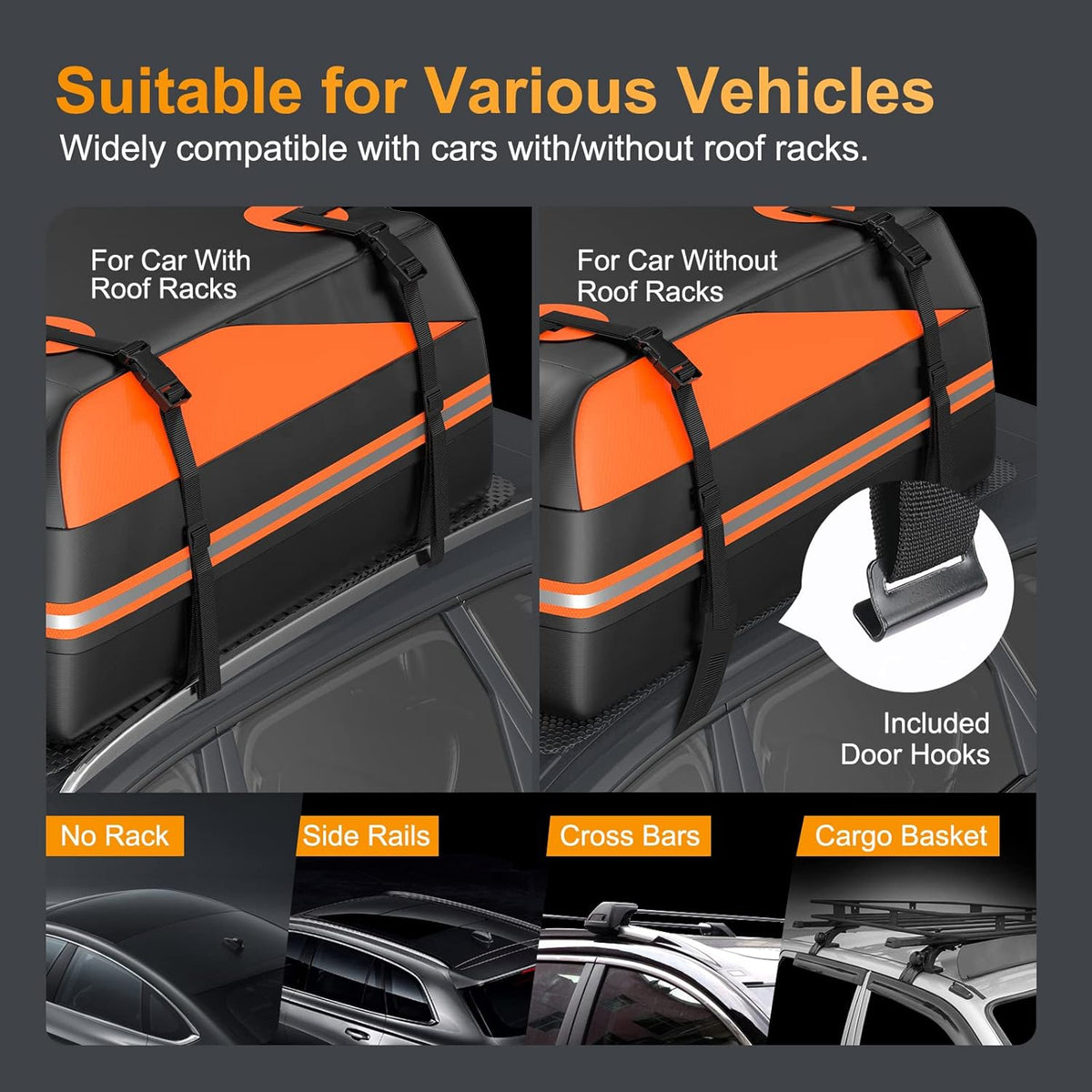 Waterproof 15 Cubic feet Car Rooftop Cargo Carrier Bag A76858