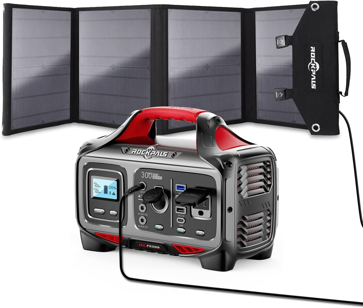 300W Portable Power Station with 100W Solar Panel Y7786