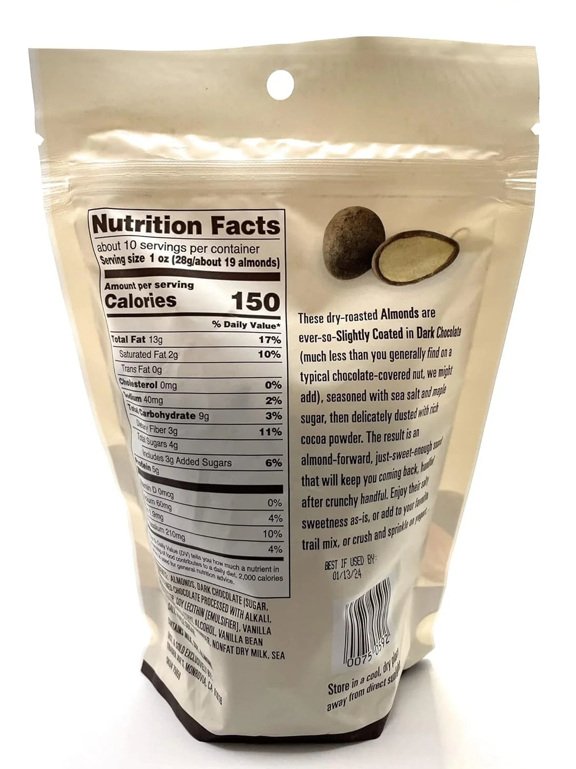 Dark Chocolate Almonds with Cocoa & Sea Salt 10 Oz F888