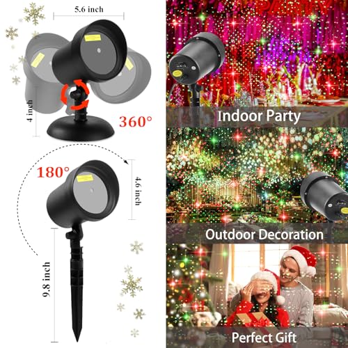 Red & Green Stars Motion Laser Christmas Lights Projector Q263766