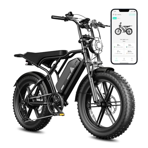 1500W Peak Brushless Motor 28 MPH 60 Miles Fat Tire E Bike with 48V 15Ah Removable Battery 20" Electric Dirt Bike Hydraulic Suspension 7-Speed J380422