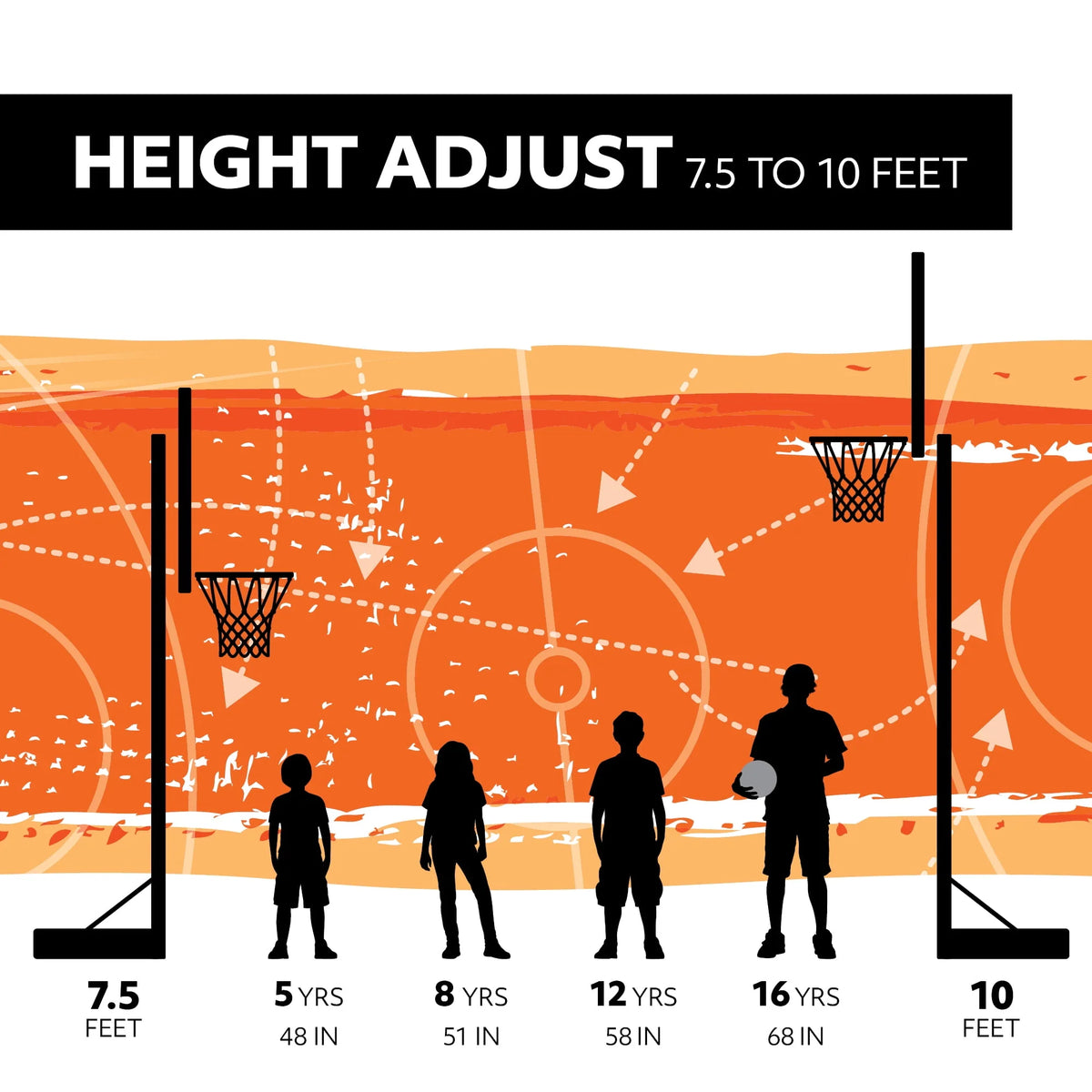 44 inch Adjustable Portable Basketball Hoop R192