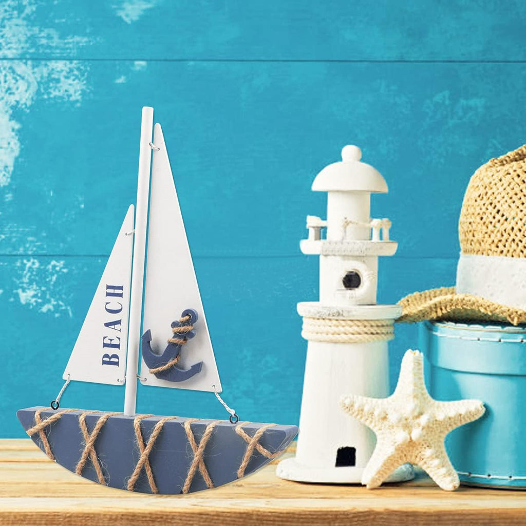 Wooden Sailboat Model Decoration 8.3 x 1.18 x 11 Inches P214