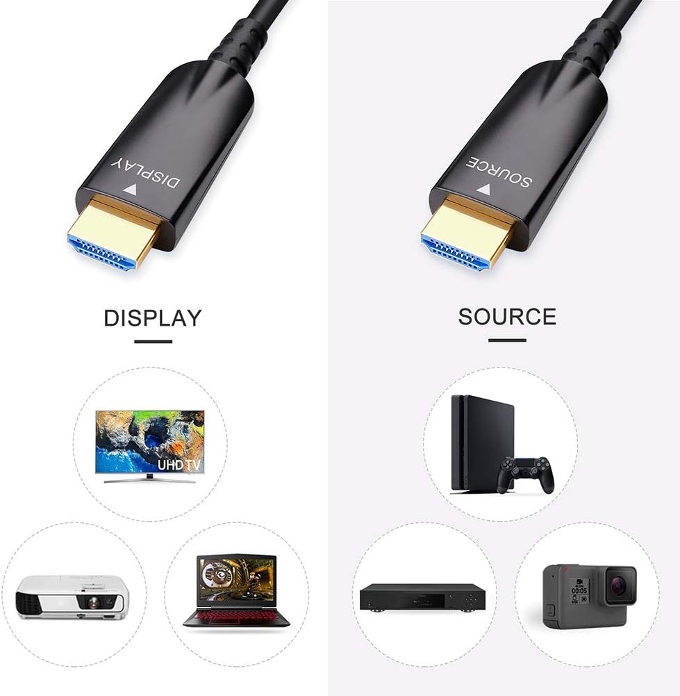 100ft Black Fiber Optic HDMI Cable 4K 30Hz 1080p 60Hz R56637