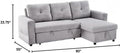 Gray 90" Reversible Pull Out Sleeper L-Shaped Sectional Sofa-Bed with Storage Chaise R3006