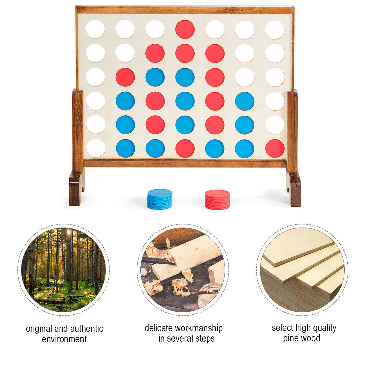 Wooden 4 in A Row Game with Carrying Bag S870032