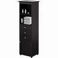 Black Tall Freestanding Storage Cabinet with 2 Open Shelves, 3 Drawers U210