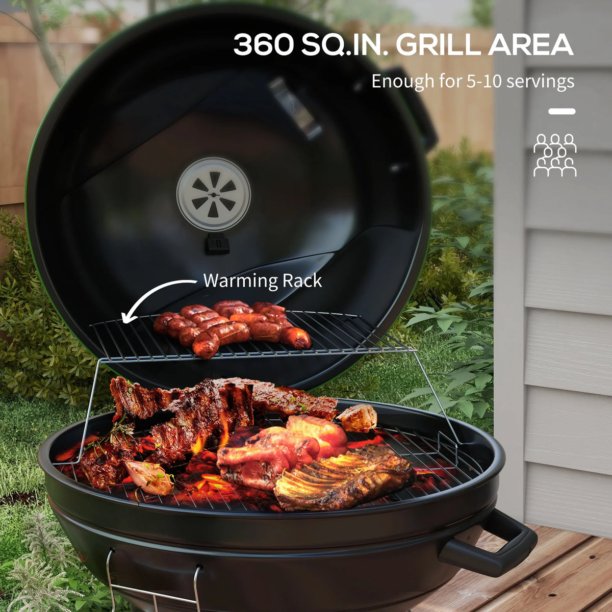21 Kettle Charcoal BBQ Grill with Wheels R683