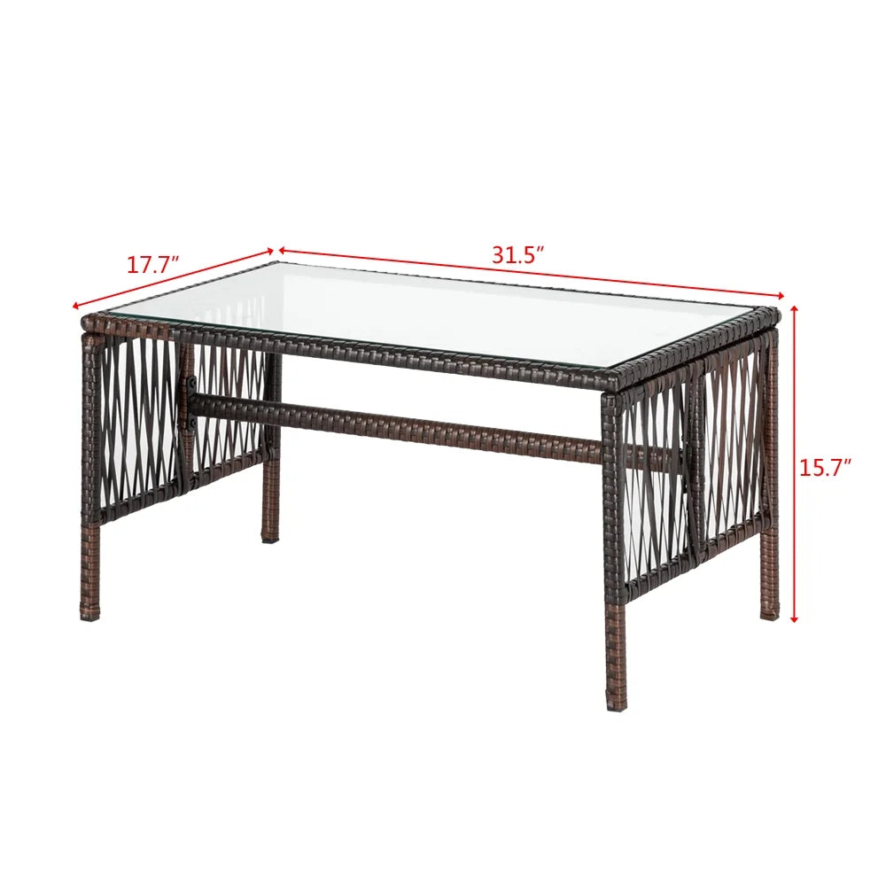 PE Rattan 4PCS Outdoor Conversation Set Patio Wicker Furniture Sofa Set O15977
