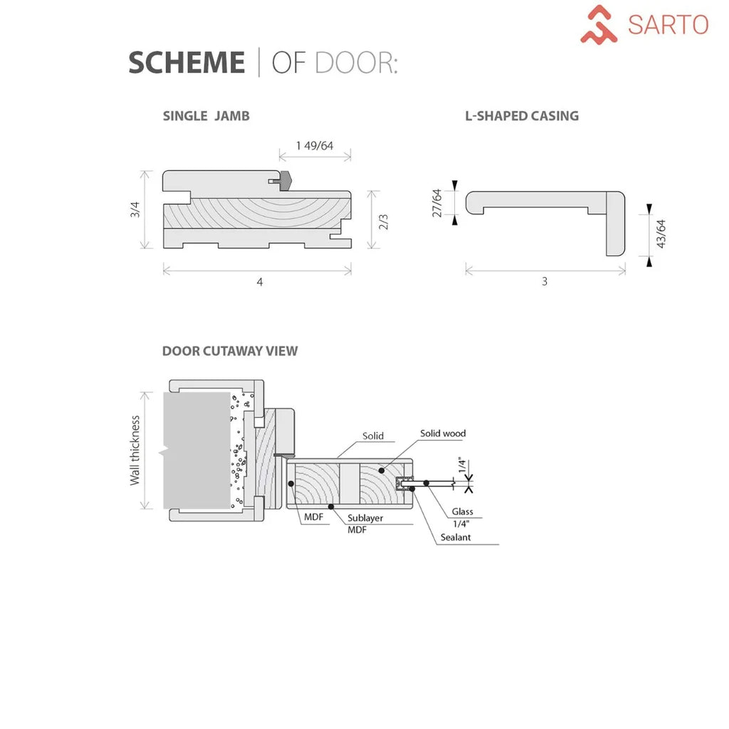 Solid French Double Doors 48 x 80 inches Wood Frosted Glass K8442