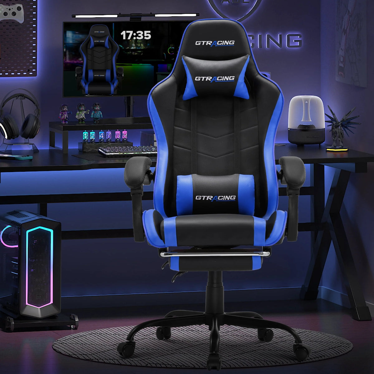 White Gaming Chair with Footrest U999306