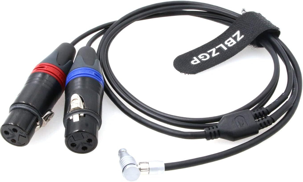 Dual 3-Pin XLR Female to 5 Pin Right Angle Audio Input Cable V7632