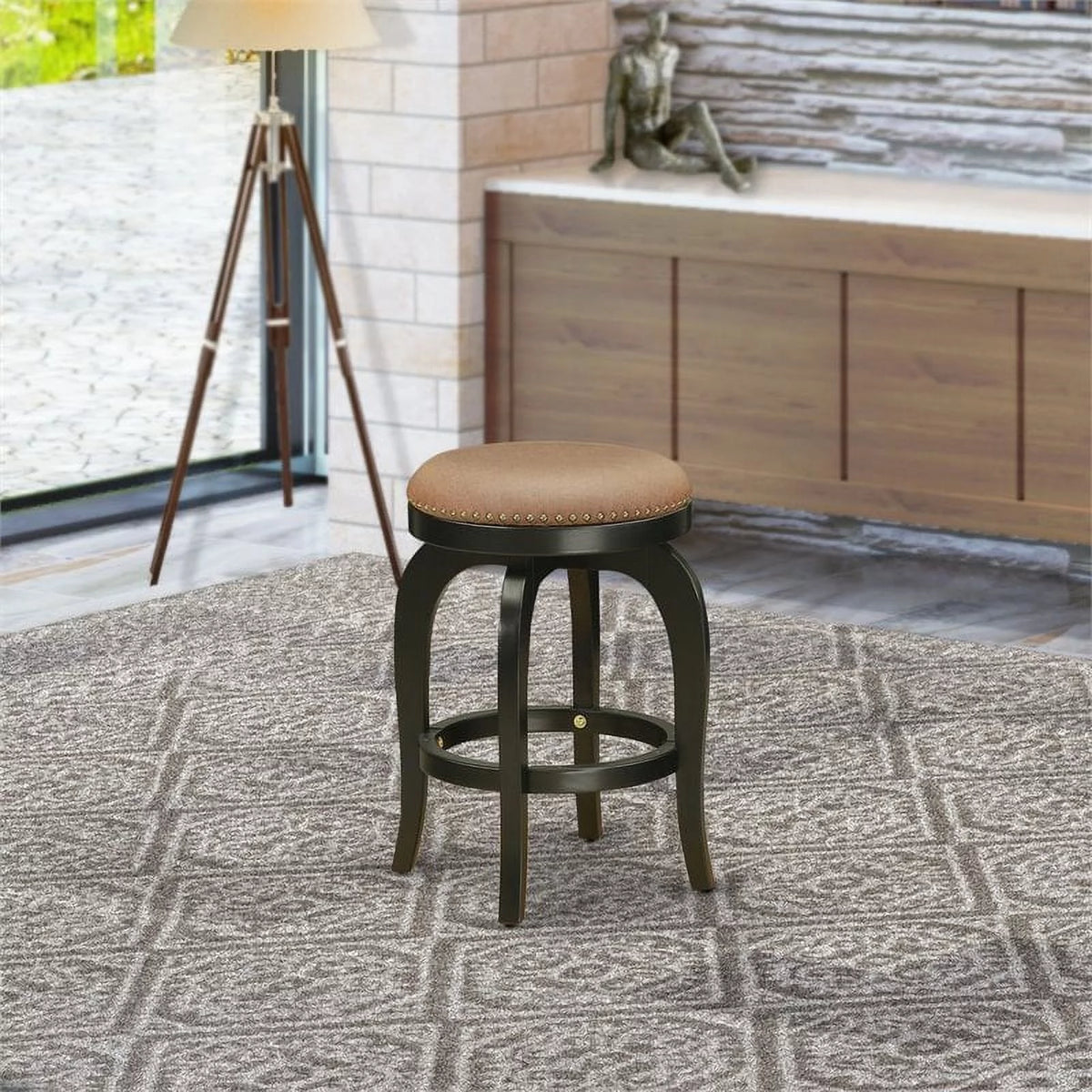24" Wood Swivel Backless Bar Stool Set of 2 X384399