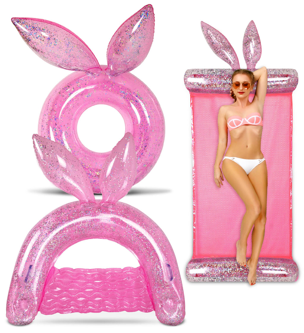Pink Bunny Pool Floats Set Of 3 Pack H54432