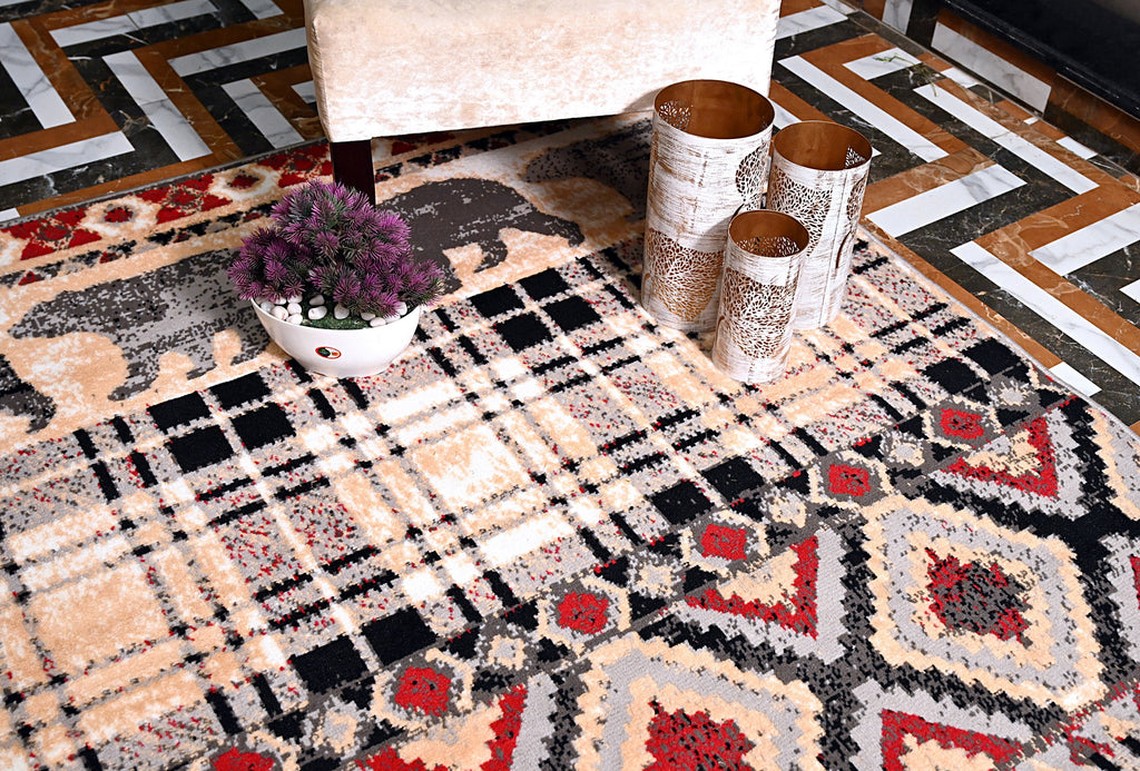 Multicolor Bear Geometric Print Rug F7189