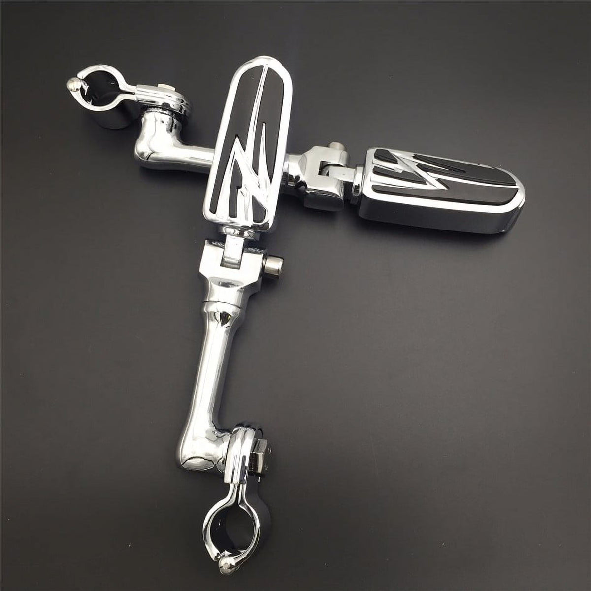 Chrome Angled Mounting Kit Foot Peg for Bike with 1.25" Front Engine Guard Frame Tube O4403
