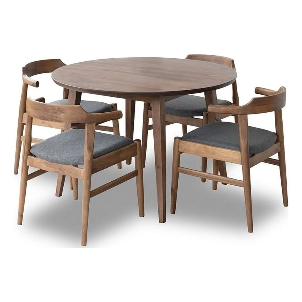 Solid Wood Walnut Dining Table and Chairs for 4 H671