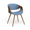 Walnut Wood and Fabric Mid-Century Dining Chair (Blue) K5772