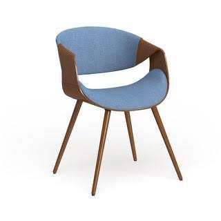 Walnut Wood and Fabric Mid-Century Dining Chair (Blue) K5772