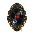 9" x 13" Broken Effect Mirror with Creepy Face Red Eyes Black Plastic Decoration D86399