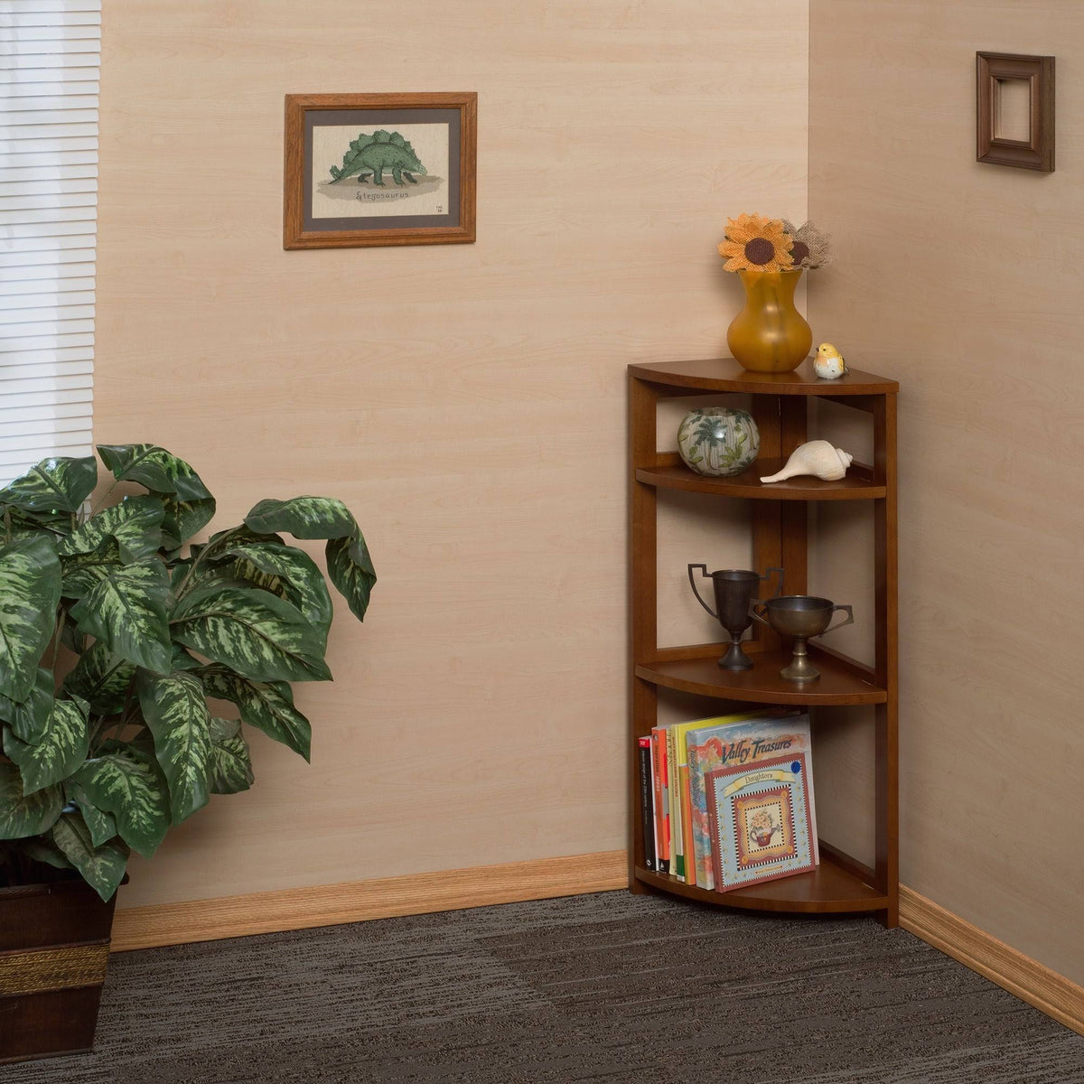 Cherry High Corner Folding Bookcase A642