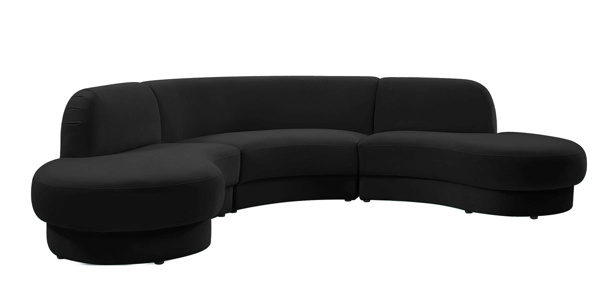 Black Velvet Sectional Sofa O83913