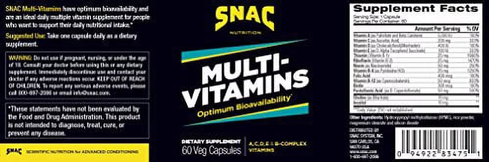 Multi-Vitamins Daily Supplement 60 Capsules Y887658