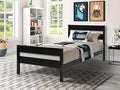 White Twin Wood Platform Bed with Headboard and Footboard S685