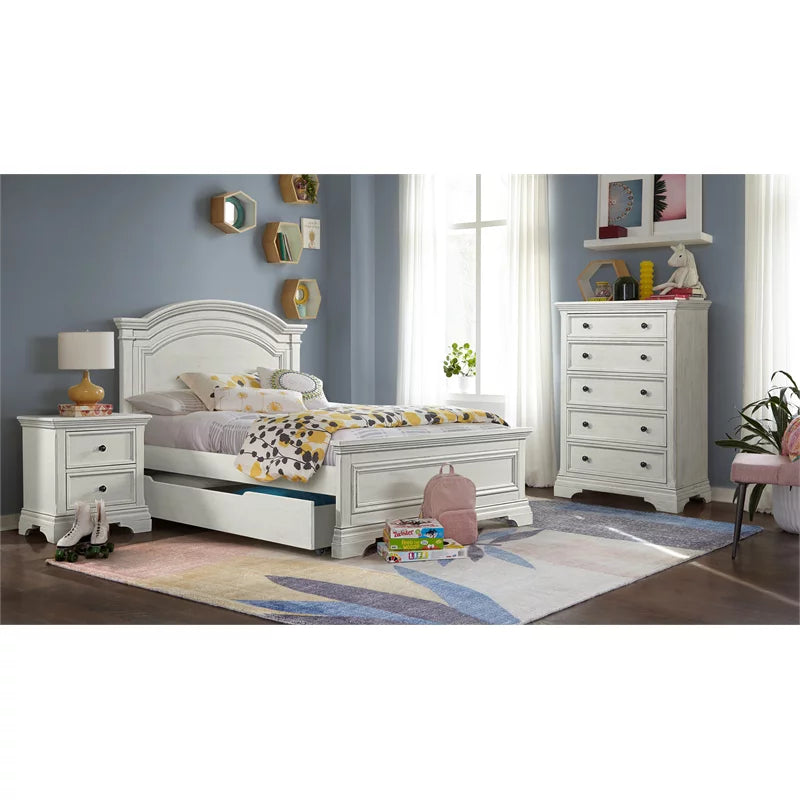Wood Full Size Bed Rails in Brushed White R6620