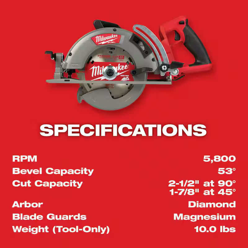 18V Cordless Rear Handle Circular Saw Kit with Battery and Charger U2943