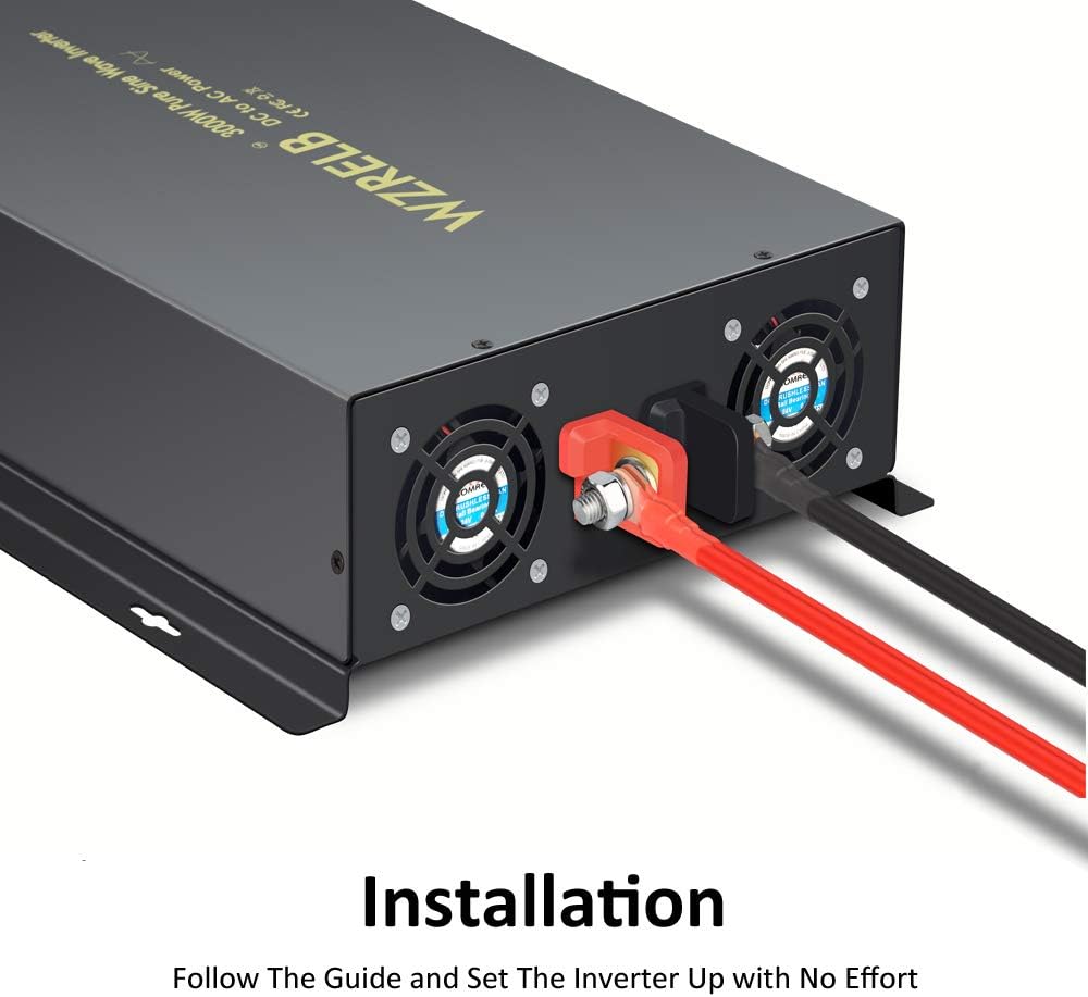 3000 Watt 24V DC Pure Sine Wave Power Inverter with Remote Control Switch, Dual 110V 120V AC Outlets O5624