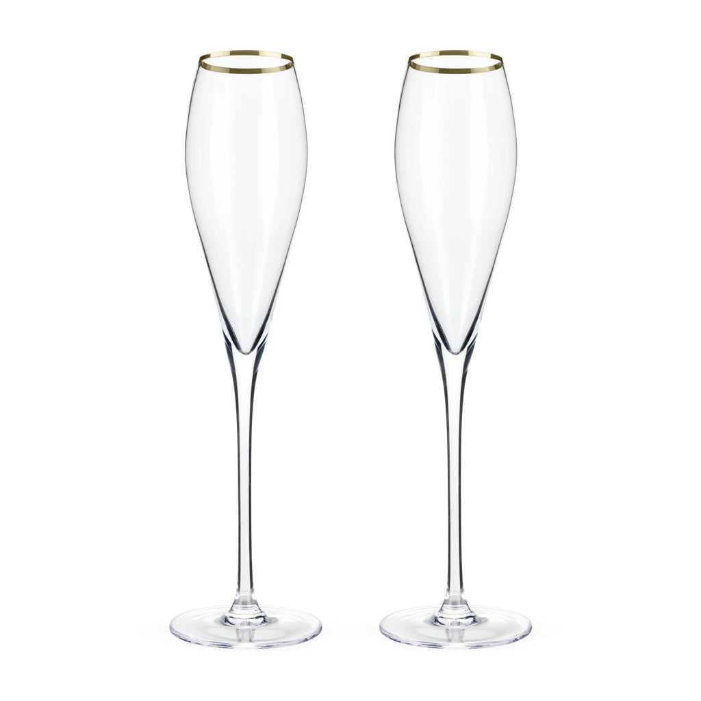 Gold-Rimmed Crystal Champagne Flutes V2764