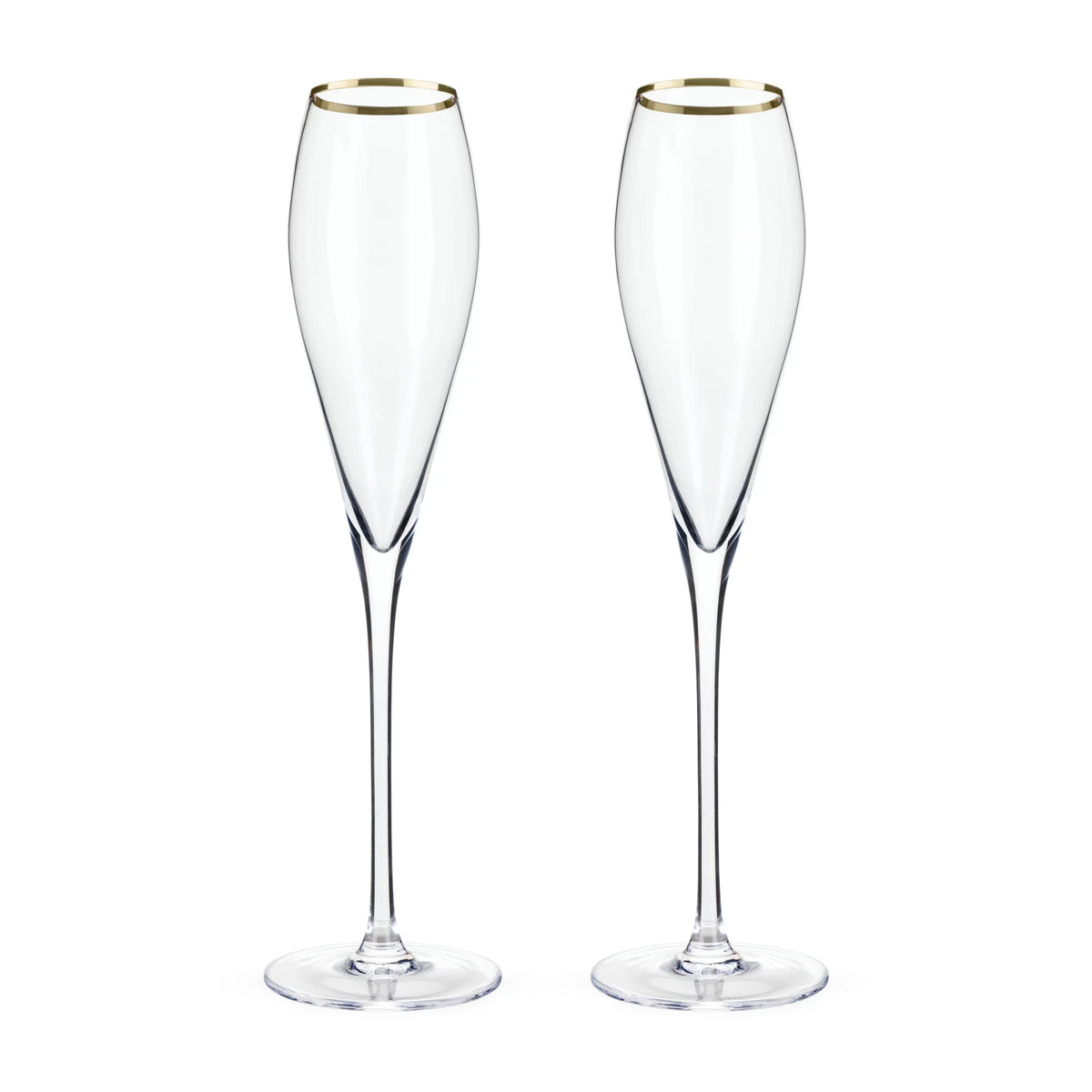Gold-Rimmed Crystal Champagne Flutes V2764
