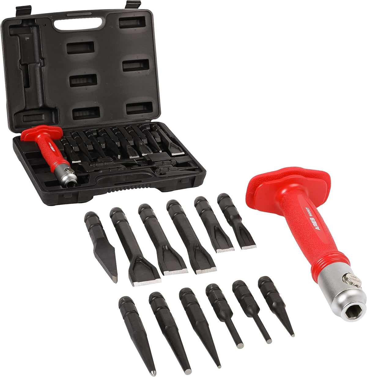 13-Piece Interchangeable Punch and Chisel Set with Chrome Vanadium Steel Handle S299694