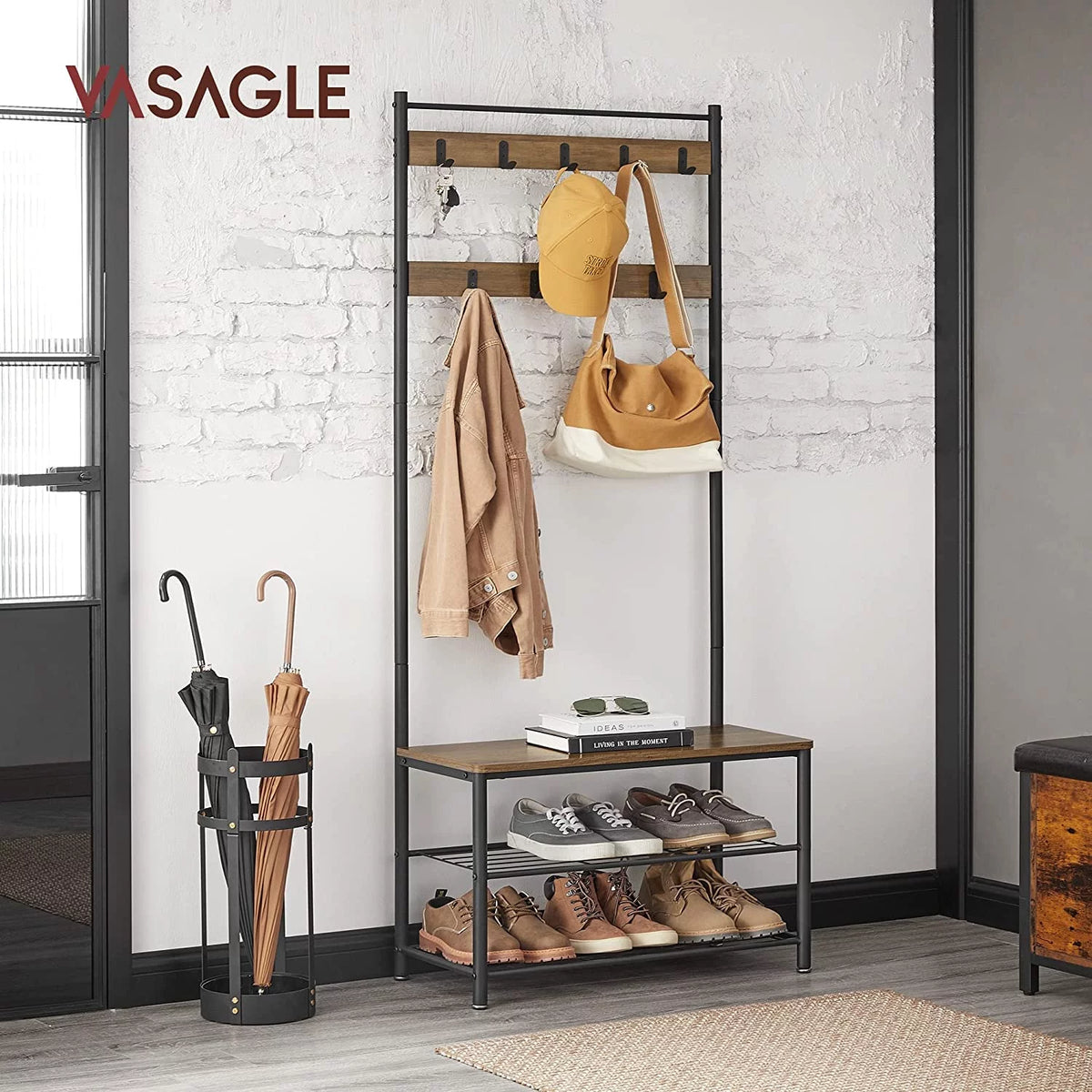 Coat Rack Hall Tree with Shoe Storage Bench B5439