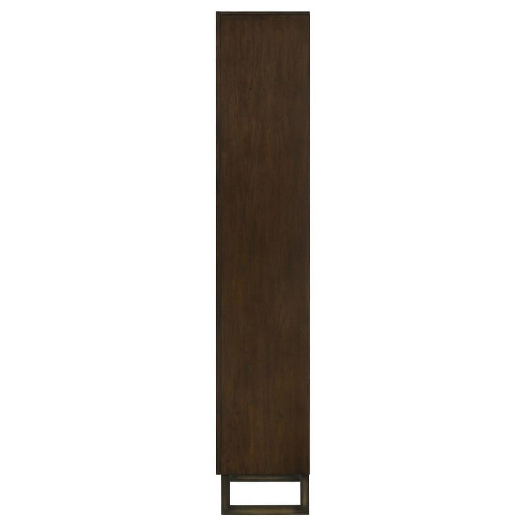 4-shelf Wood Bookcase Dark Walnut and Gunmetal R655
