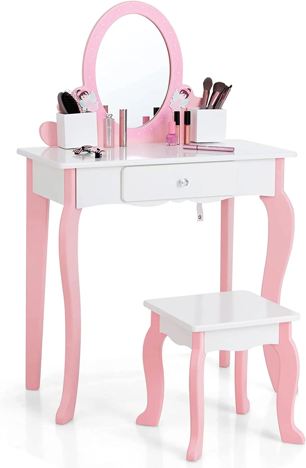 Kids Vanity Set with Mirror and Stool S7804